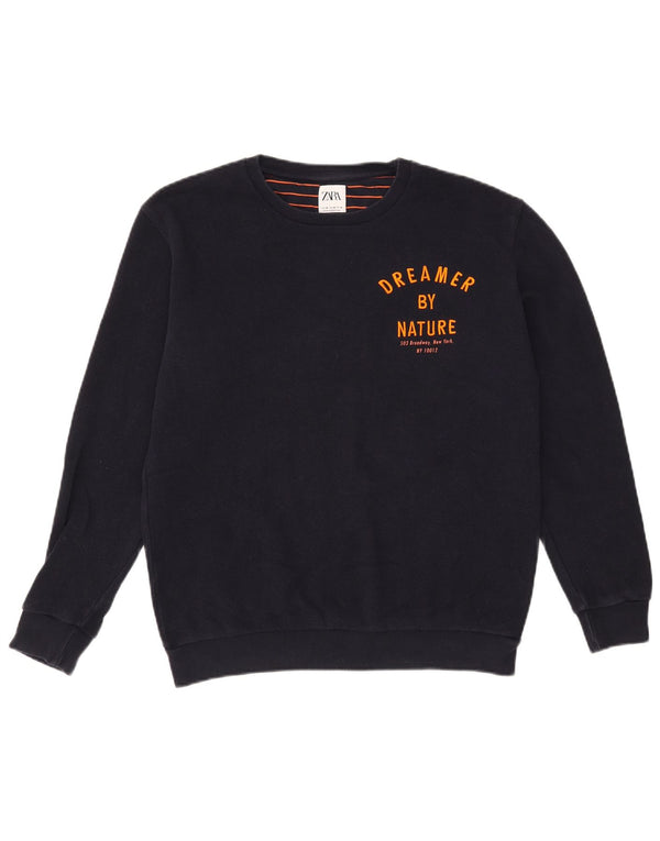 Zara Mens Sweatshirt Jumper Medium Navy Blue