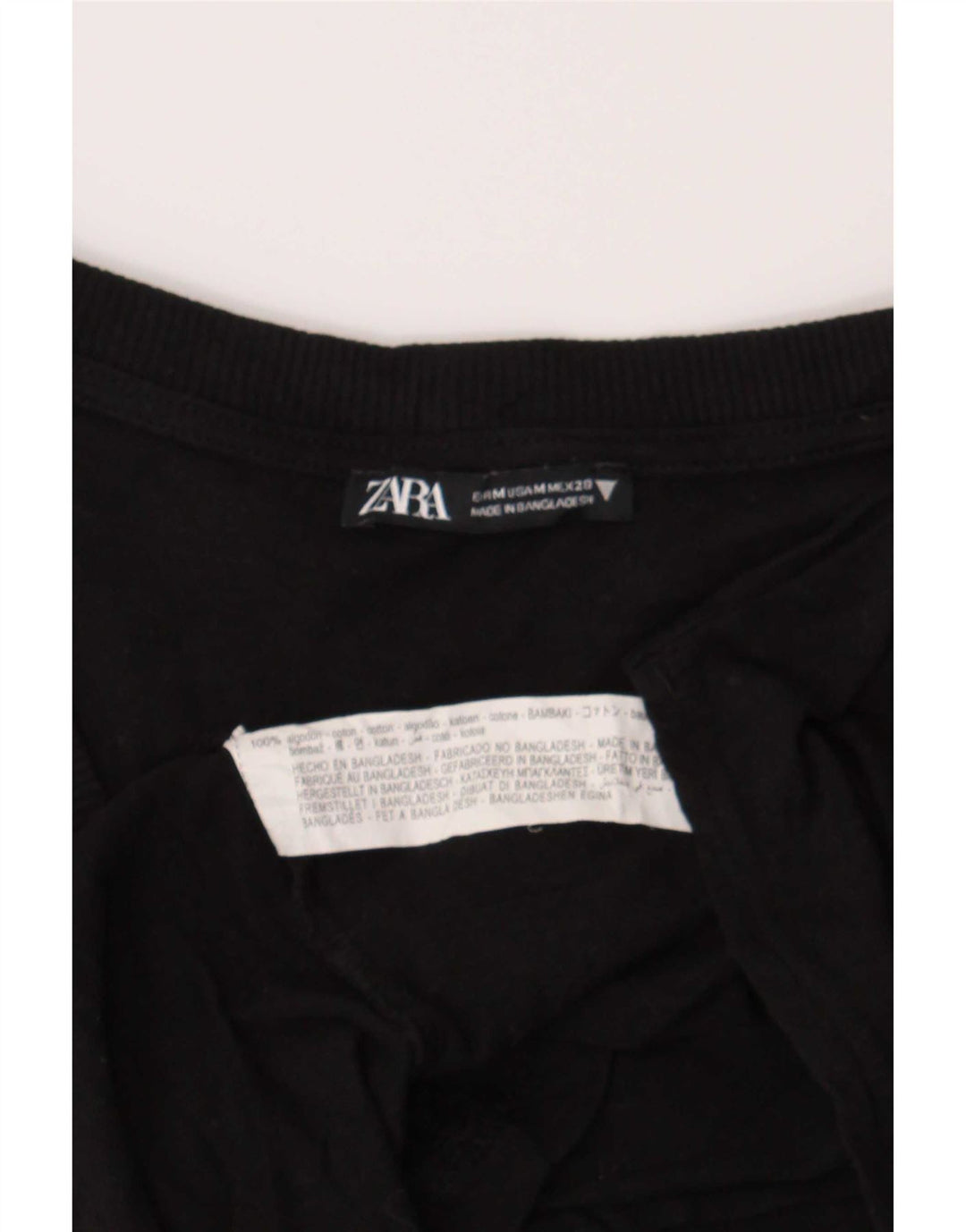 Zara Womens T-Shirt Top UK 14 Medium Black Cotton