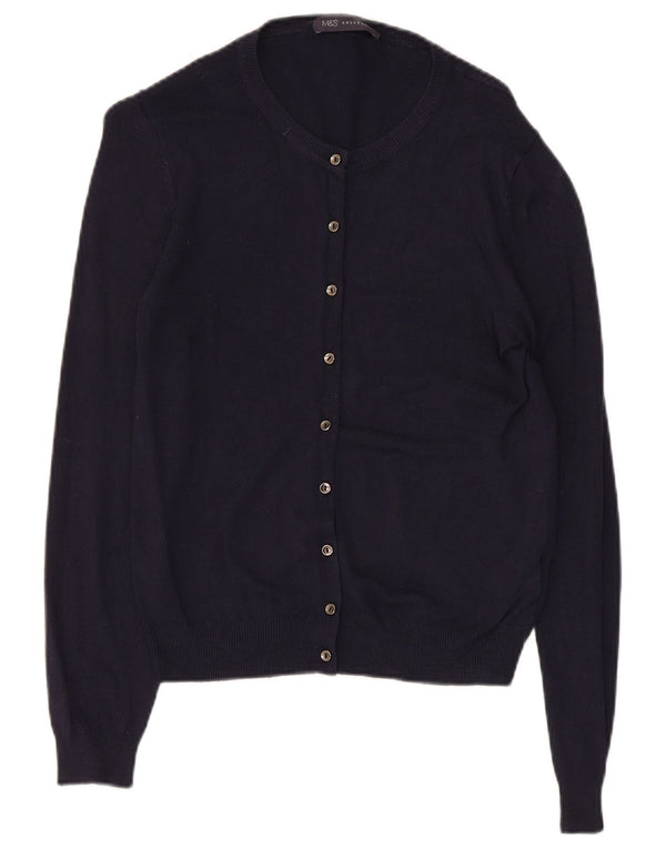 Marks & Spencer Womens Cardigan Sweater UK 8 Small  Navy Blue Viscose