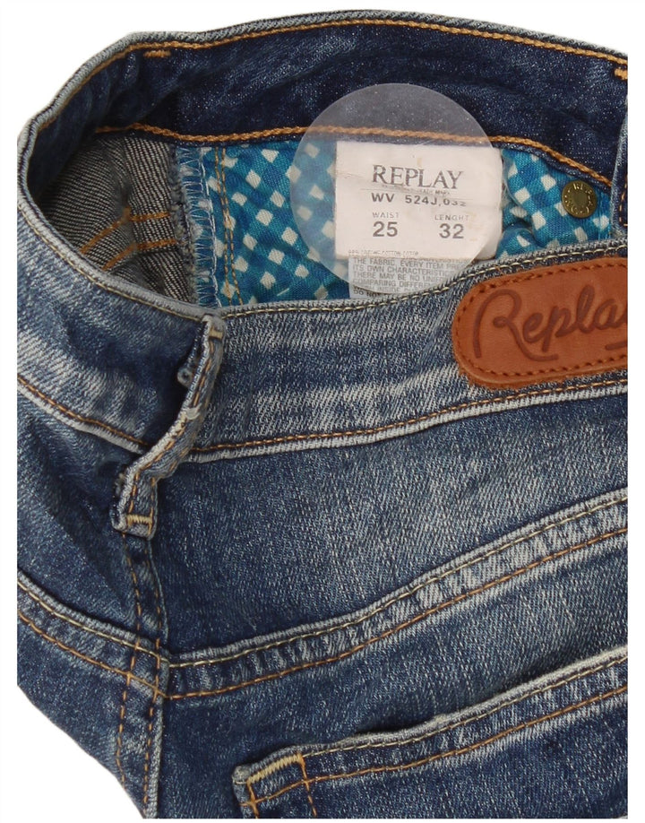 Replay Womens Slim Bootcut Jeans W25 L32 Blue Cotton