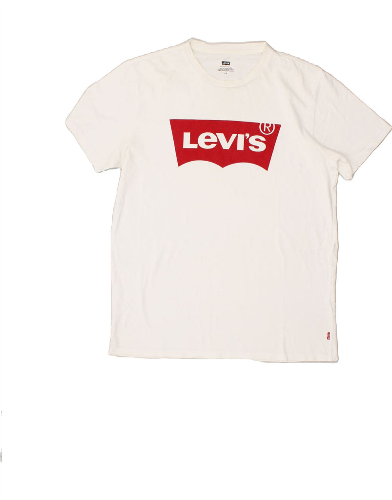 LEVI'S Mens Graphic T-Shirt Top Large White Cotton Vintage Levi's and Second-Hand Levi's from Messina Hembry 