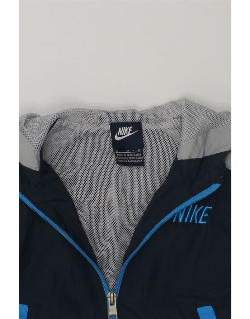 NIKE Boys Hooded Tracksuit Top Jacket 2-3 Years Navy Blue Polyester | Vintage Nike | Thrift | Second-Hand Nike | Used Clothing | Messina Hembry 