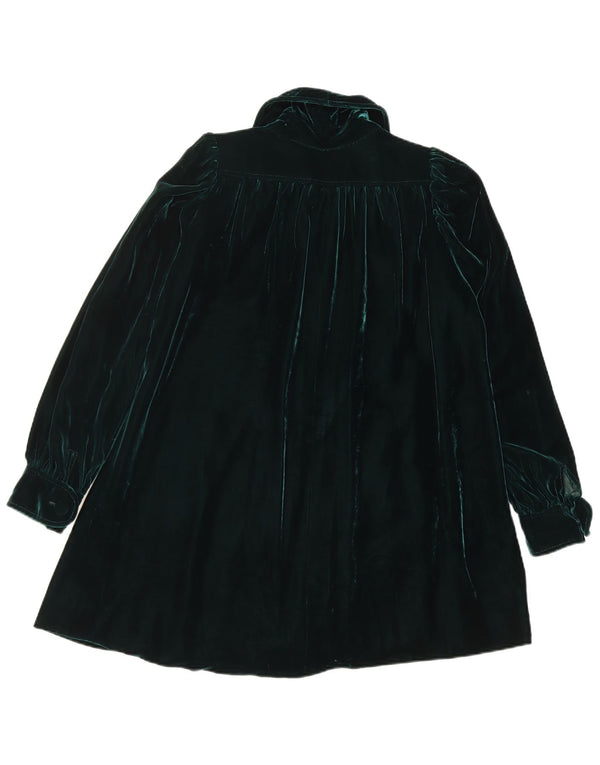 Vintage Womens Velvet Overcoat UK 14 Medium Green