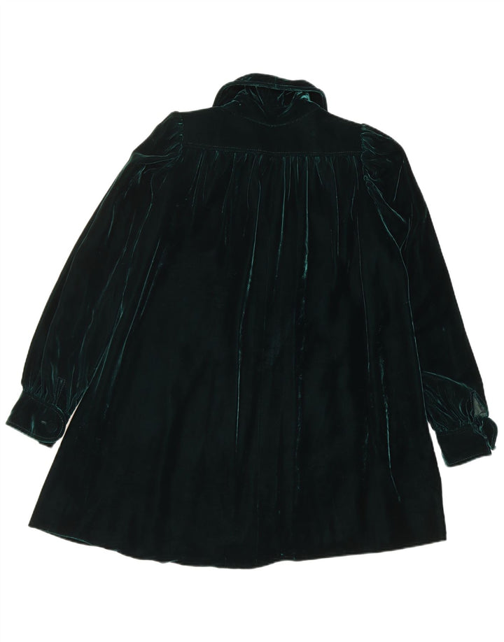 Vintage Womens Velvet Overcoat UK 14 Medium Green