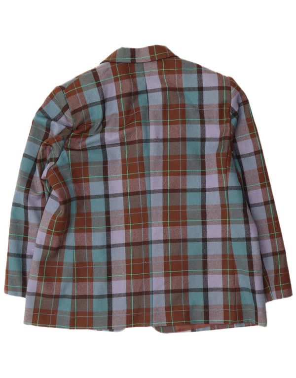 oltre Womens 2 Button Blazer Jacket UK 22 3XL Brown Check Wool