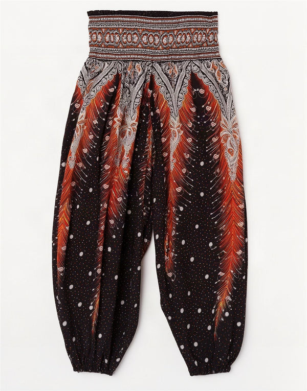 Vintage Womens High Waist Harem Trousers W28 L25 Black Floral