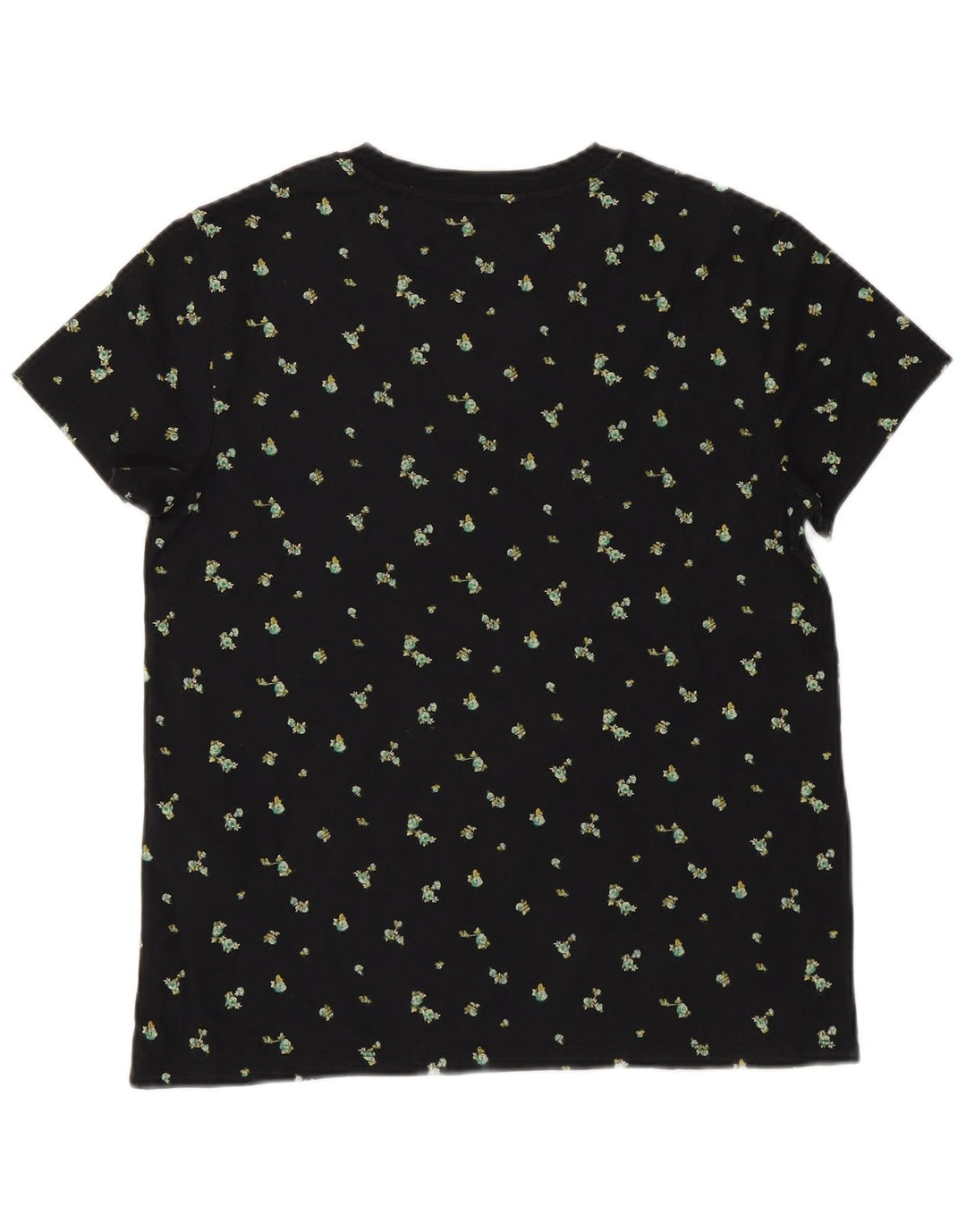 LEVI'S Womens Graphic T-Shirt Top UK 10 Small Black Floral Cotton Flower