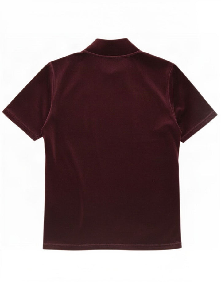 Vintage Womens Velour T-Shirt Top UK 12 Medium Burgundy Polyester
