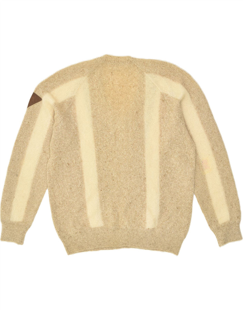 LAMBERS Mens V-Neck Jumper Sweater Medium Beige Colourblock Vintage Lambers and Second-Hand Lambers from Messina Hembry 