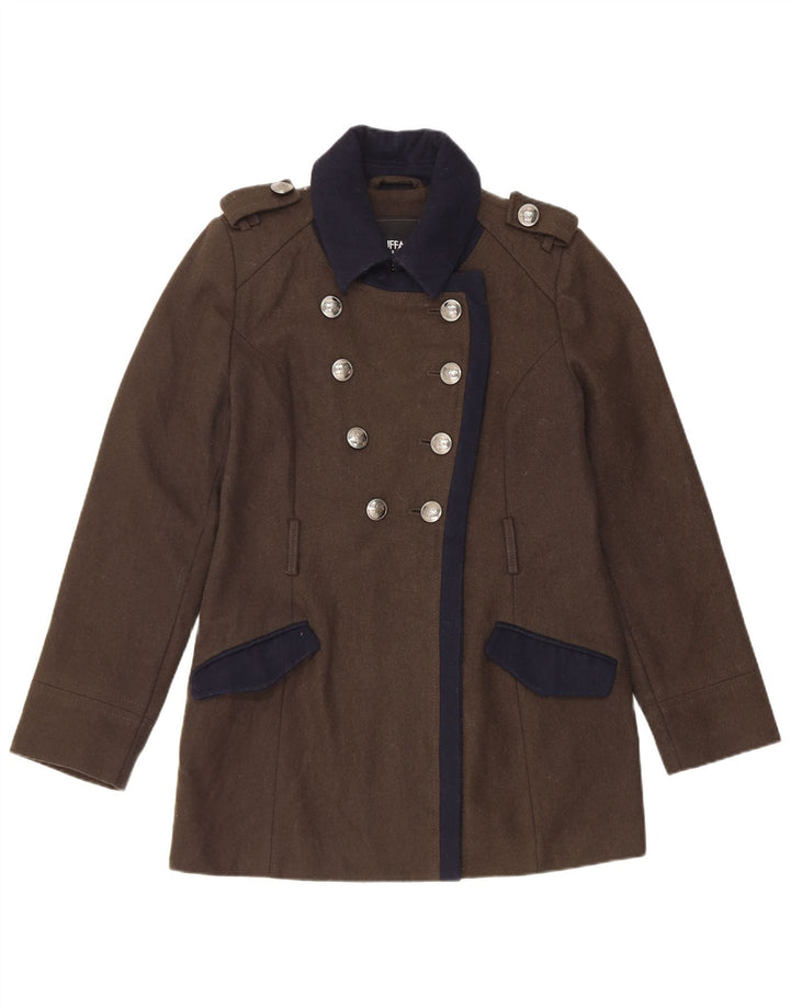 Buffalo Womens David Bitton Double Breasted Coat UK 12 Medium Khaki