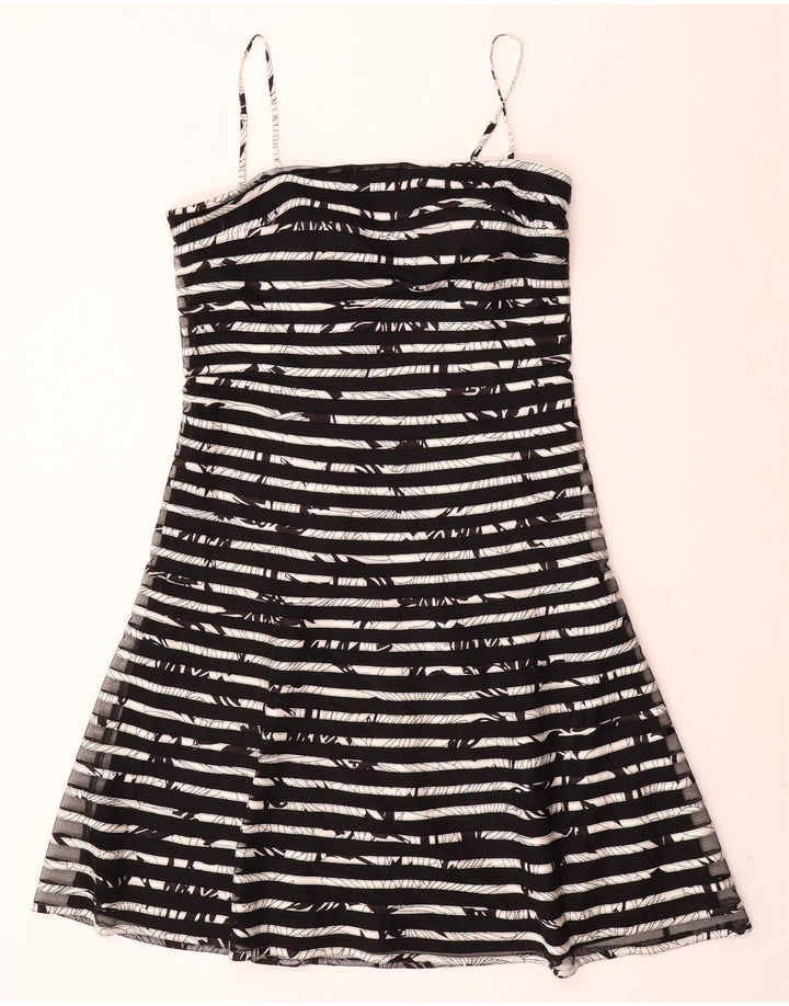 FRANK LYMAN Womens Slip Dress UK 14 Medium Black Striped Polyester