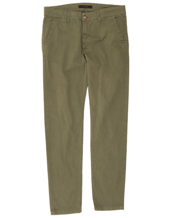 Liu Jo Mens Slim Chino Trousers IT 50 Large W34 L32 Khaki Cotton