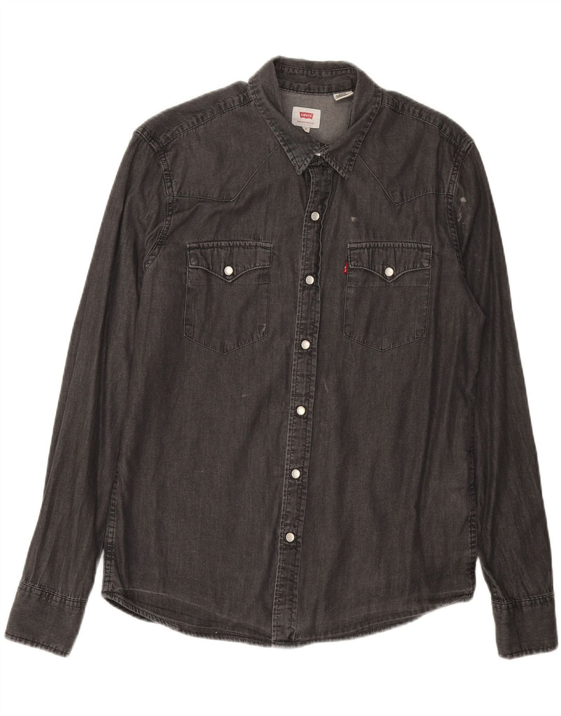 LEVI'S Mens Denim Shirt Medium Grey Cotton Vintage Levi's and Second-Hand Levi's from Messina Hembry 