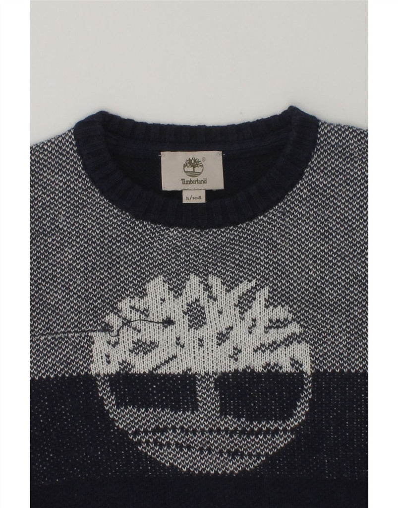 TIMBERLAND Boys Graphic Crew Neck Jumper Sweater 4-5 Years Navy Blue | Vintage Timberland | Thrift | Second-Hand Timberland | Used Clothing | Messina Hembry 