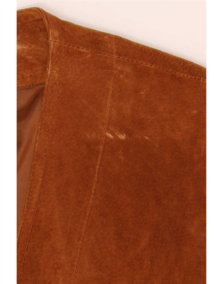 Front Line Mens Suede Waistcoat UK 48 2XL Brown Leather