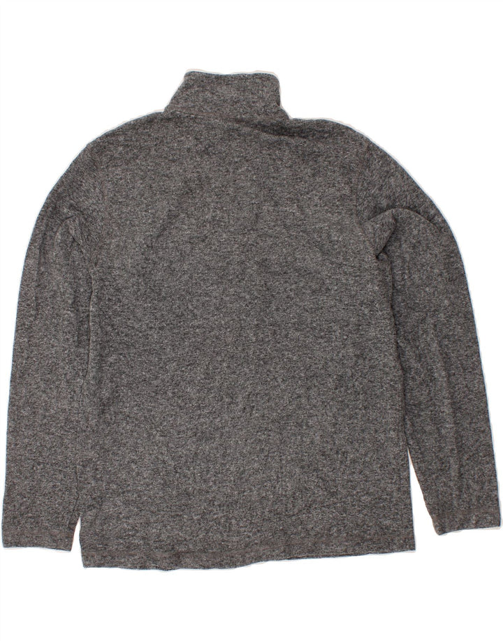 EDDIE BAUER Mens Zip Neck Fleece Jumper Medium Grey Flecked Polyester Vintage Eddie Bauer and Second-Hand Eddie Bauer from Messina Hembry 