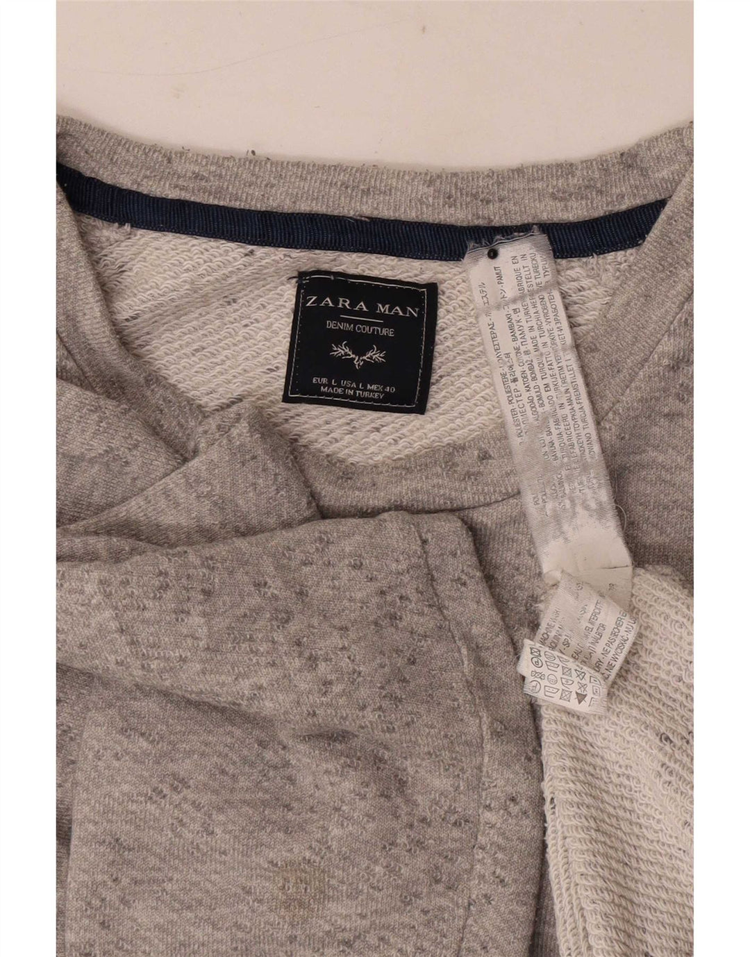 Zara Mens Sweatshirt Jumper Large Grey Flecked Polyester