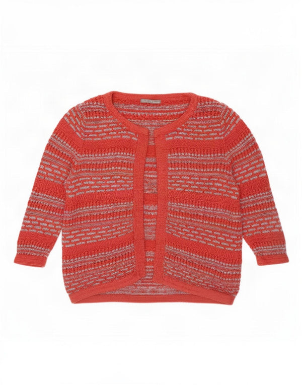 Marks & Spencer Womens 3/4 Sleeve Cardigan Sweater UK 16 Large Pink Striped