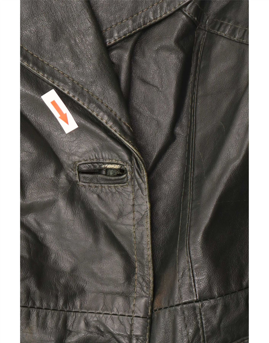 Fibok Womens Double Breasted Leather Coat UK 14 Medium Green