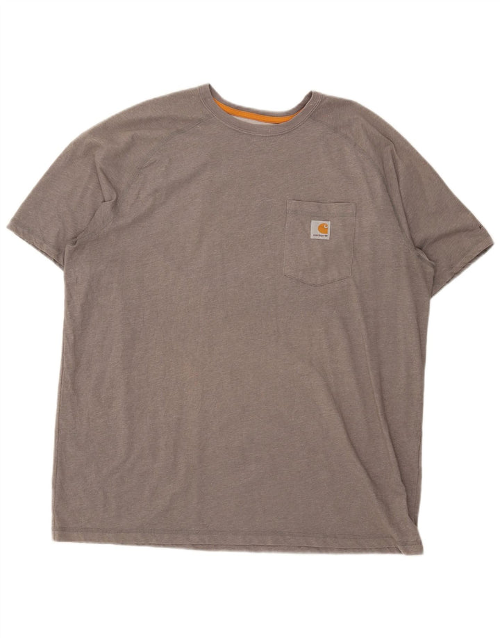 Carhartt Mens Relaxed Fit T-Shirt Top XL Grey Polyester
