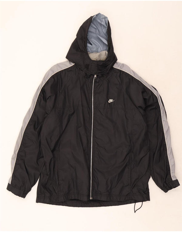 Nike Mens Hooded Rain Jacket UK 45/47 XL Black Colourblock Nylon