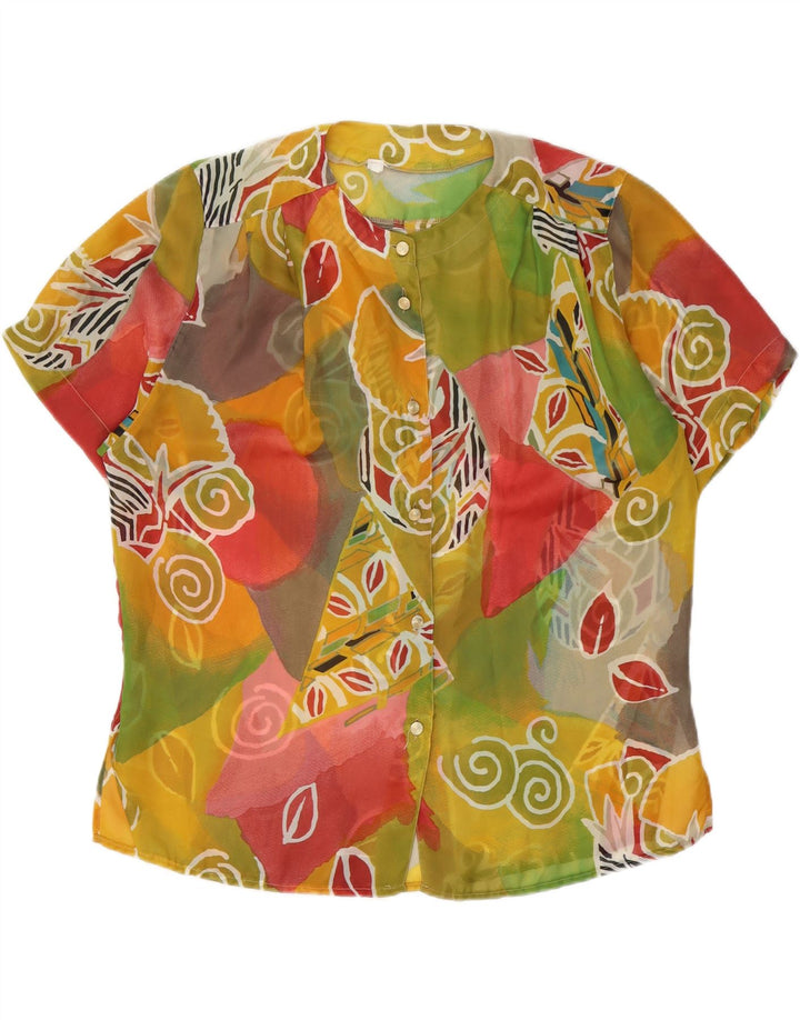 Vintage Womens See Through Shirt Blouse UK 20 2XL Multicoloured Geometric