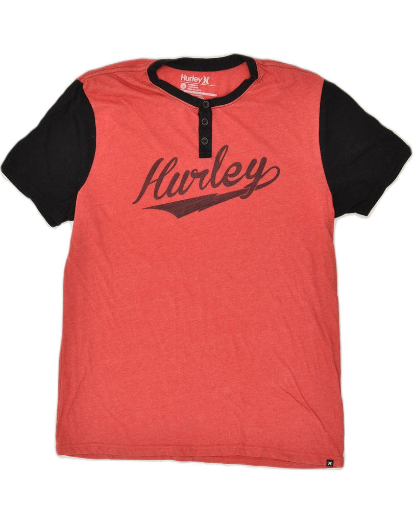 HURLEY Mens Graphic T-Shirt Top XL Red Colourblock Cotton | Vintage Hurley | Thrift | Second-Hand Hurley | Used Clothing | Messina Hembry 