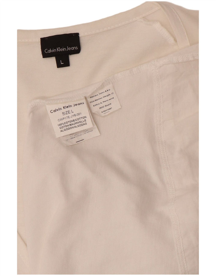 Calvin Klein Jeans Womens Blouse Top UK 14 Large White Cotton