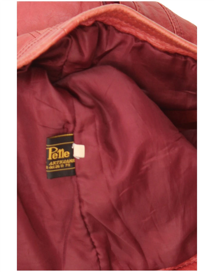Vintage Womens Crop Leather Jacket UK 12 Medium Red Leather