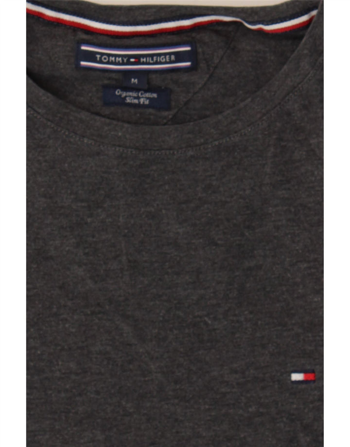 TOMMY HILFIGER Mens Slim Fit T-Shirt Top Medium Grey Cotton Vintage Tommy Hilfiger and Second-Hand Tommy Hilfiger from Messina Hembry 