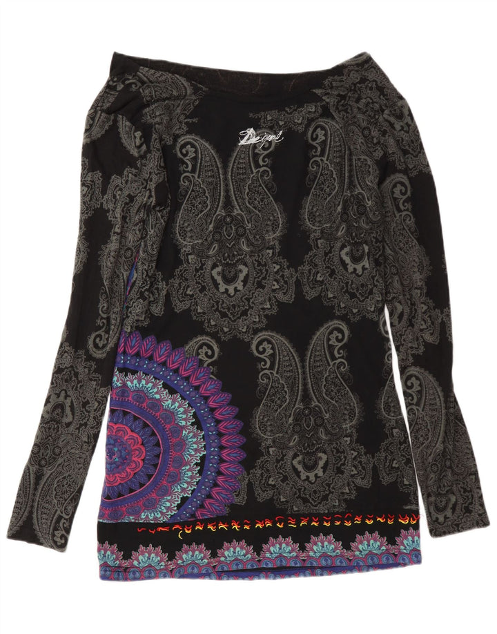 Desigual Womens Lash Graphic Top Long Sleeve UK 12 Medium Multicoloured
