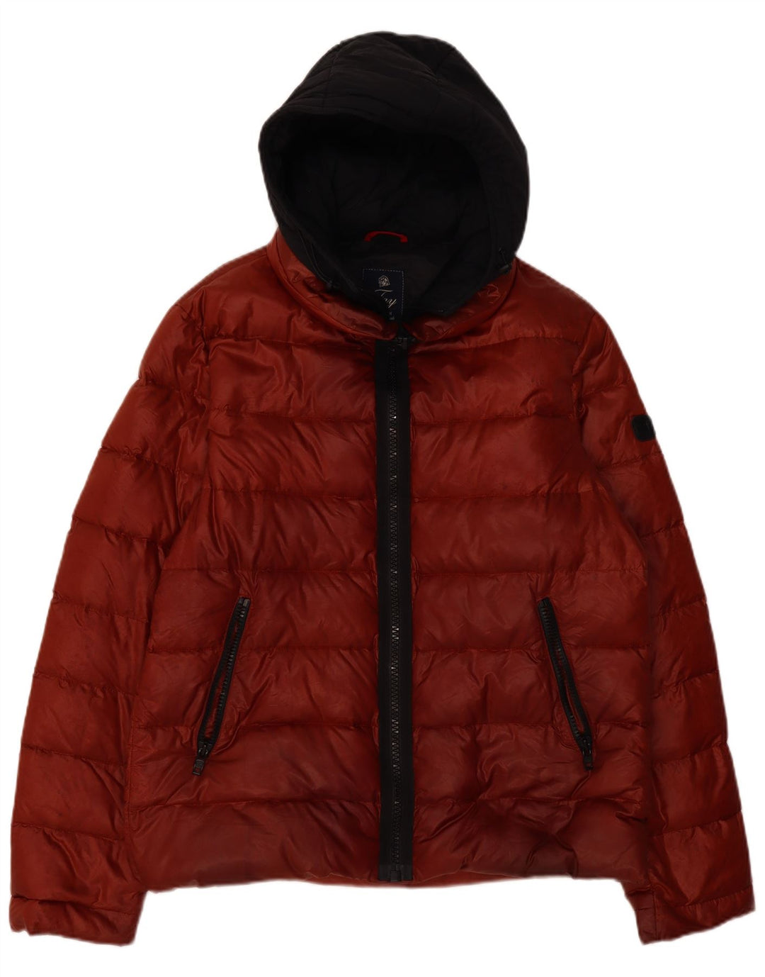 Fay Mens Hooded Padded Jacket UK 44 2XL Red Colourblock Polyamide