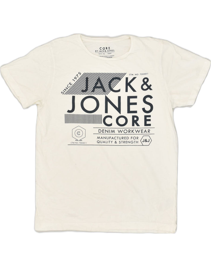 JACK & JONES Mens Core Graphic T-Shirt Top Large White Cotton | Vintage Jack & Jones | Thrift | Second-Hand Jack & Jones | Used Clothing | Messina Hembry 