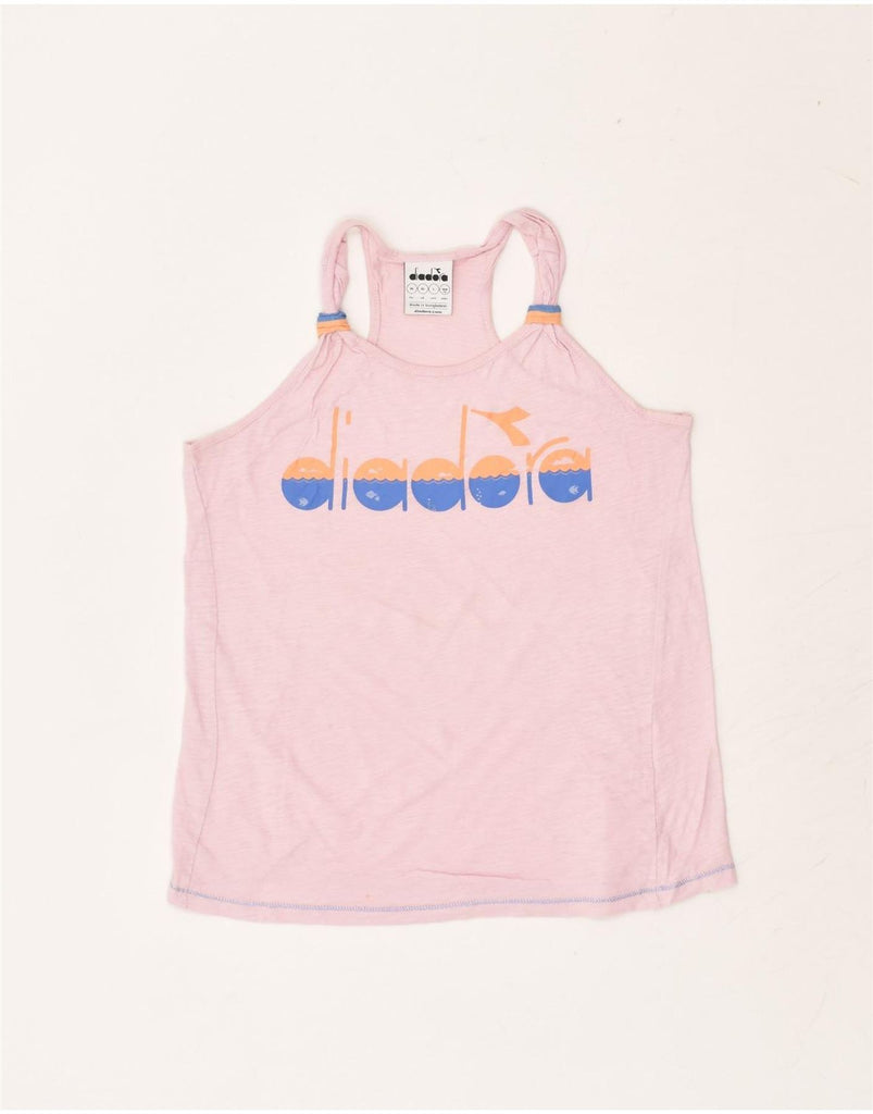 DIADORA Girls Graphic Vest Top 12-13 Years XL Pink | Vintage Diadora | Thrift | Second-Hand Diadora | Used Clothing | Messina Hembry 