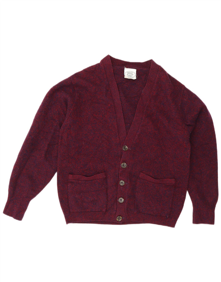 Laura Ashley Mens Cardigan Sweater Small Burgundy Flecked Wool