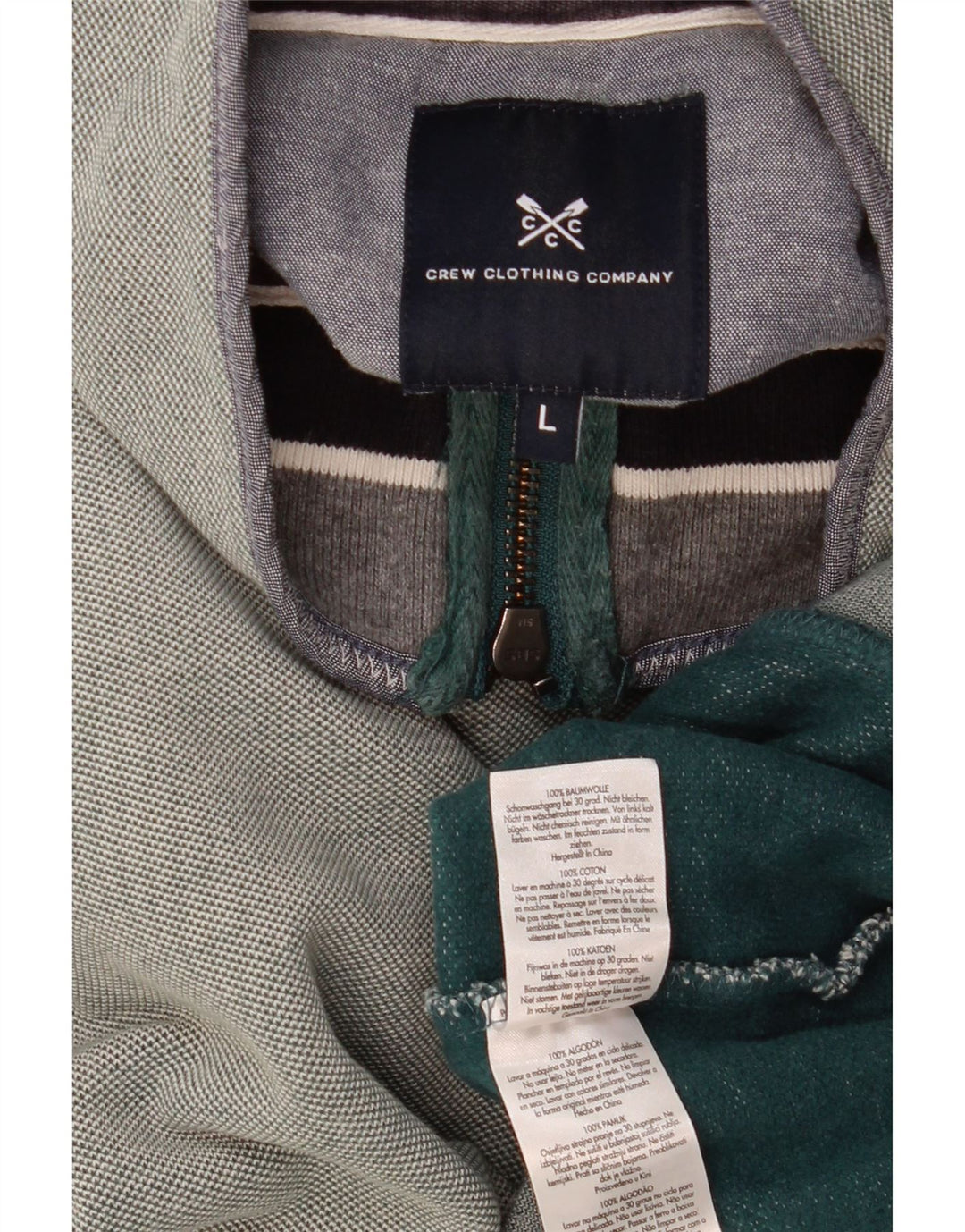 Crew Clothing Mens Zip Neck Sweatshirt Jumper Large Grey Cotton