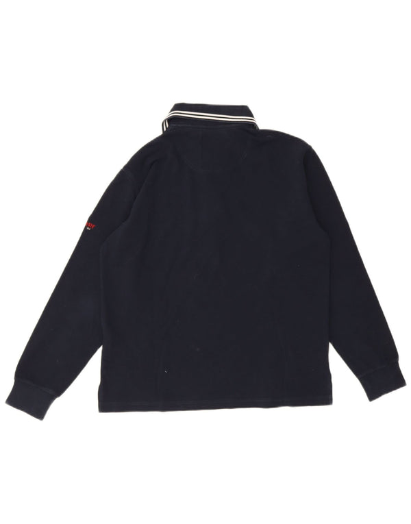 Murphy & Nye Mens Long Sleeve Polo Shirt Small Navy Blue Cotton