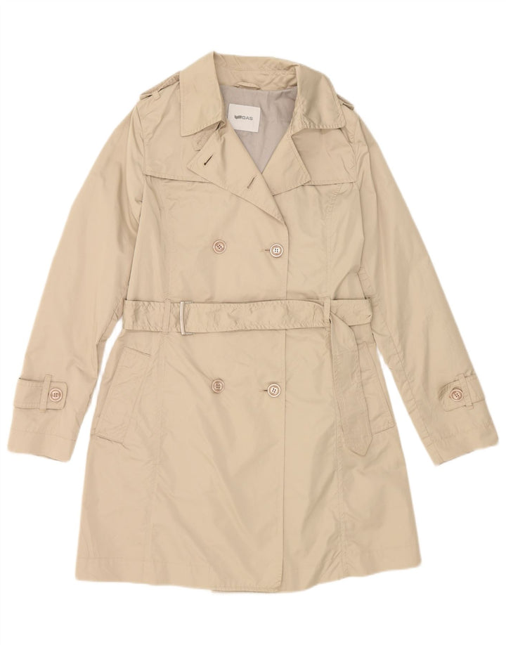 GAS Womens Trench Coat EU 40 Medium Beige Polyester Vintage Gas and Second-Hand Gas from Messina Hembry 