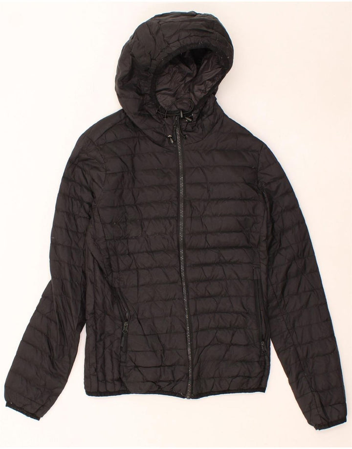 SUPERDRY Womens Hooded Padded Jacket UK 10 Small  Black Nylon Vintage Superdry and Second-Hand Superdry from Messina Hembry 