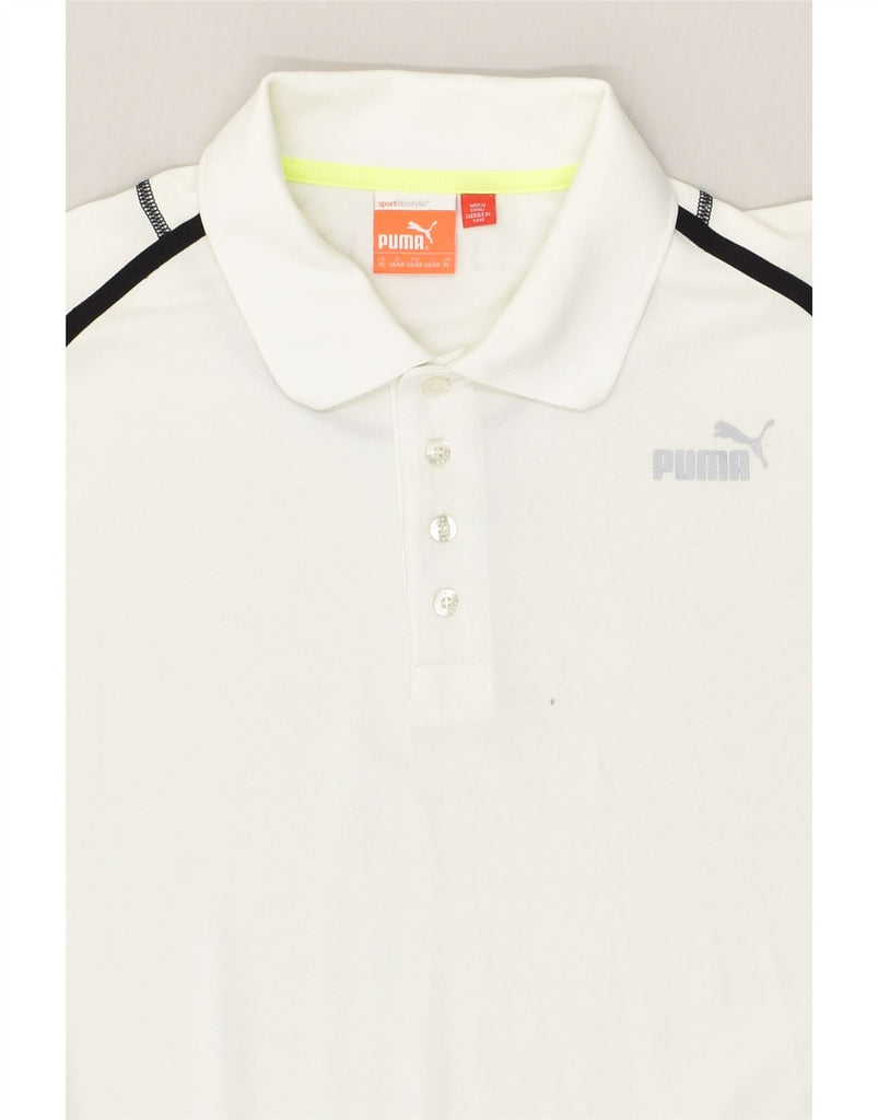 PUMA Mens Polo Shirt XL White Polyester | Vintage Puma | Thrift | Second-Hand Puma | Used Clothing | Messina Hembry 