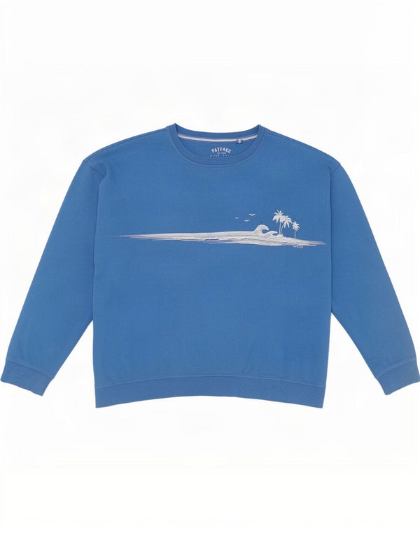 Fat Face Womens Graphic Oversized Sweatshirt Jumper UK 18 XL Blue Cotton