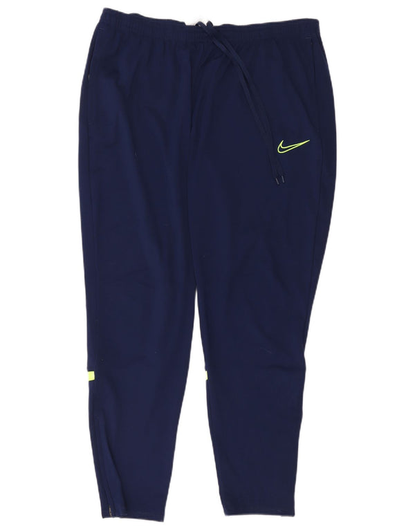 Nike Womens Dri Fit Tracksuit Trousers UK 18 XL Navy Blue Colourblock
