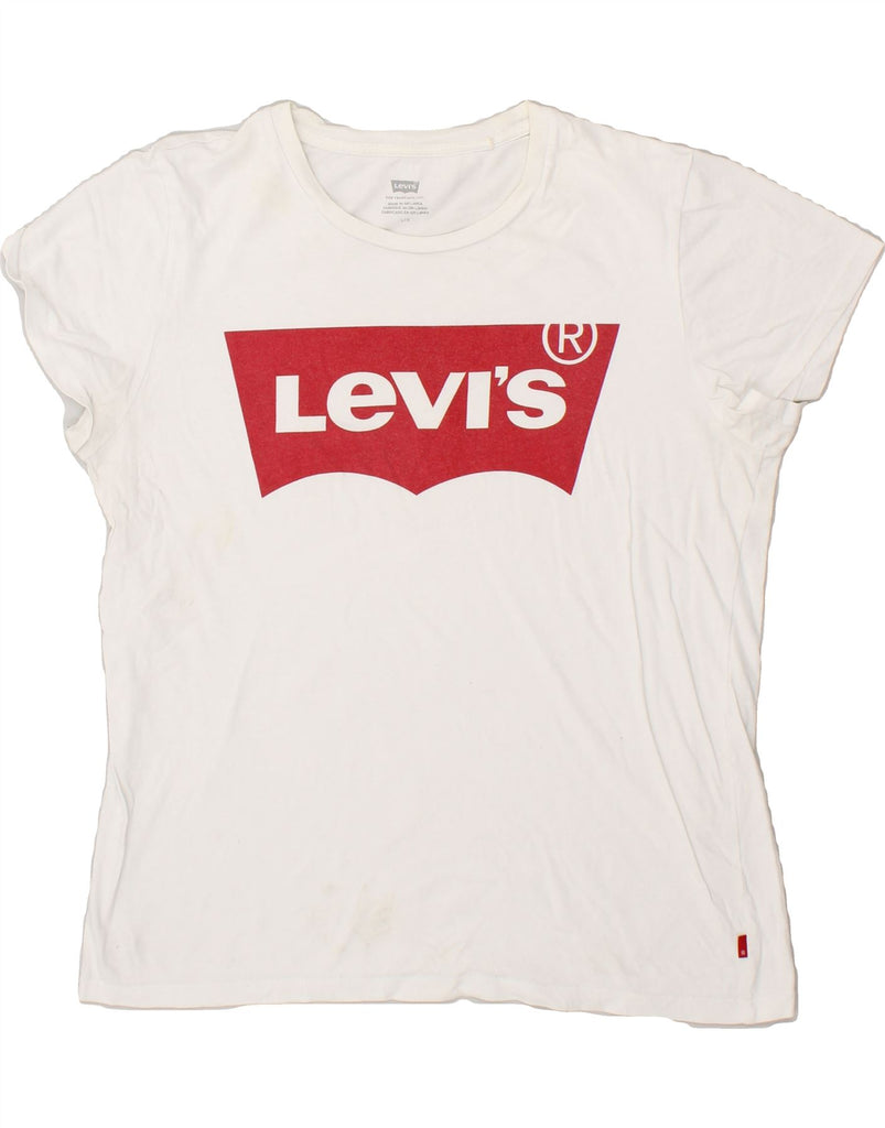 LEVI'S Womens Graphic T-Shirt Top UK 16 Large White Cotton | Vintage Levi's | Thrift | Second-Hand Levi's | Used Clothing | Messina Hembry 