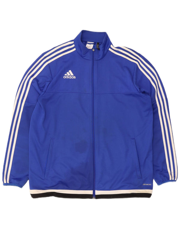 Adidas Mens Climacool Tracksuit Top Jacket Large Blue Colourblock Polyester