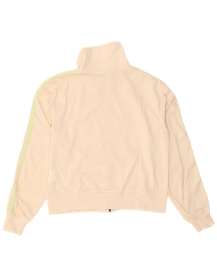 ADIDAS Womens Crop Tracksuit Top Jacket UK 14 Medium Off White Polyester