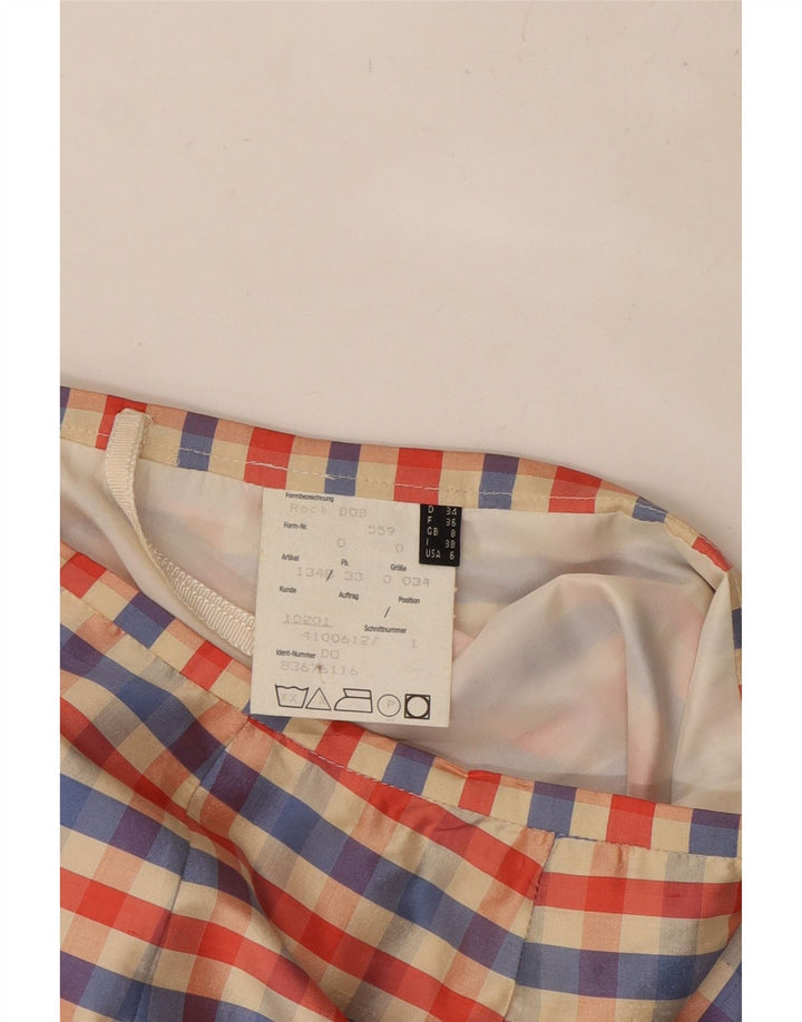 VINTAGE Womens Pencil Skirt UK 8 Small W26  Multicoloured Check Silk