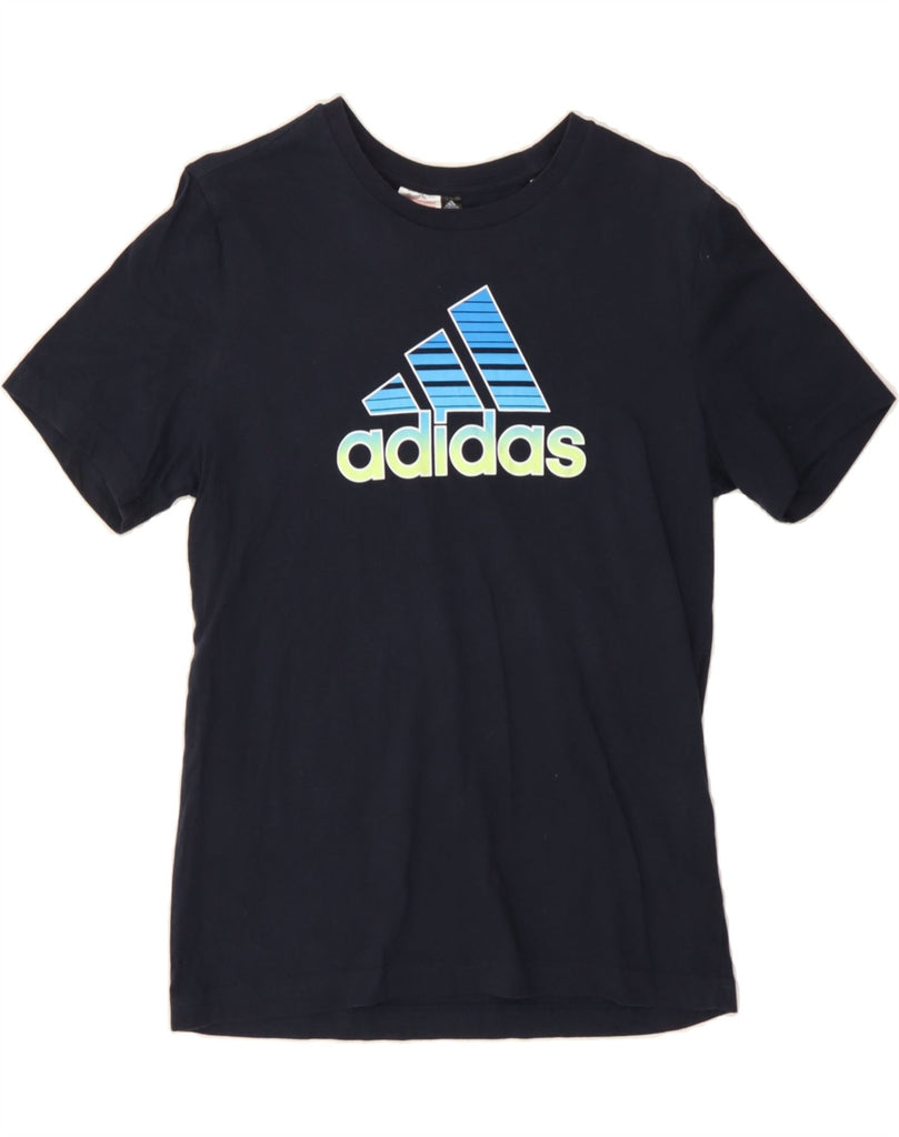 ADIDAS Boys Graphic T-Shirt Top 13-14 Years Navy Blue Cotton Vintage Adidas and Second-Hand Adidas from Messina Hembry 