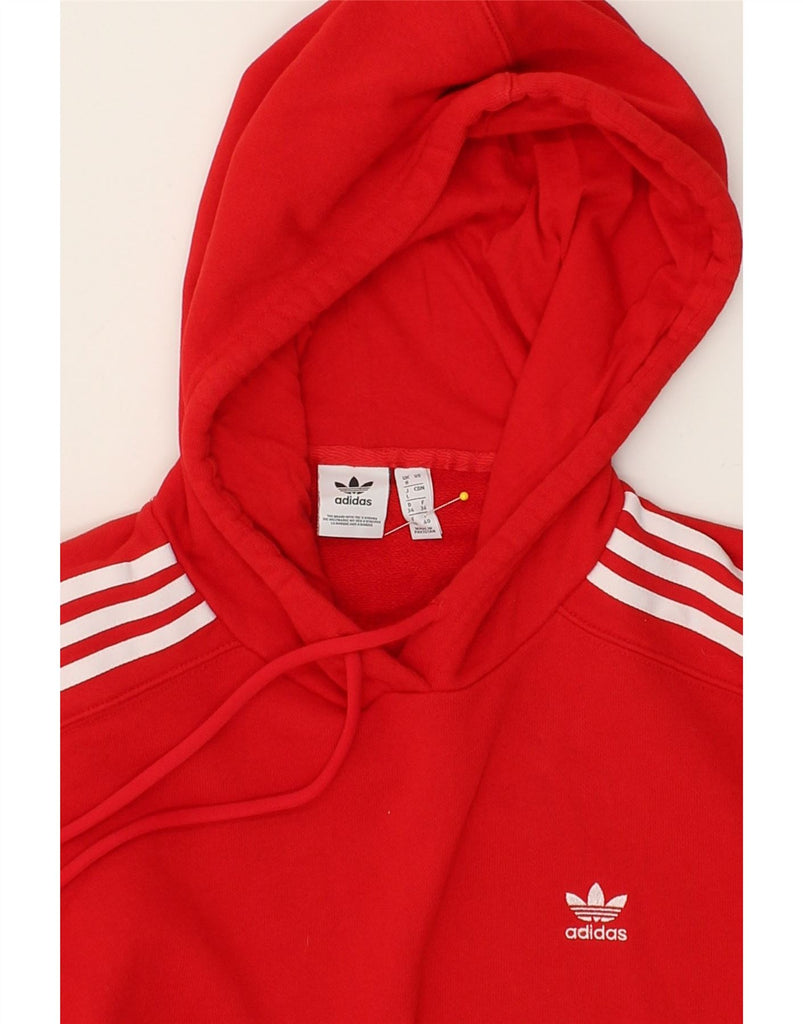 ADIDAS Womens Crop Hoodie Jumper UK 8 Small Red Cotton | Vintage Adidas | Thrift | Second-Hand Adidas | Used Clothing | Messina Hembry 