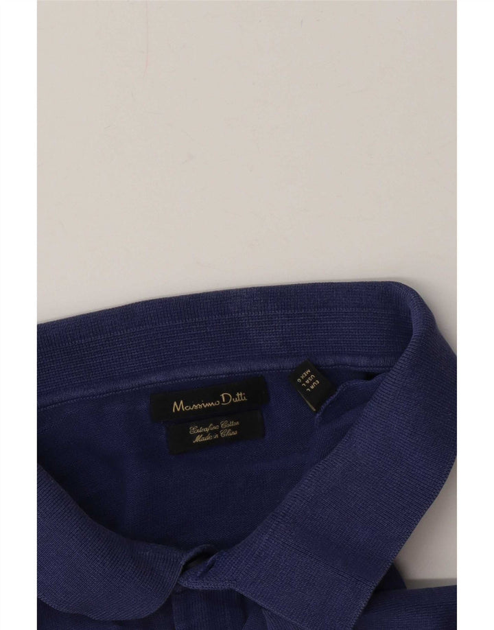 Massimo Dutti Mens Polo Shirt Large Purple Cotton