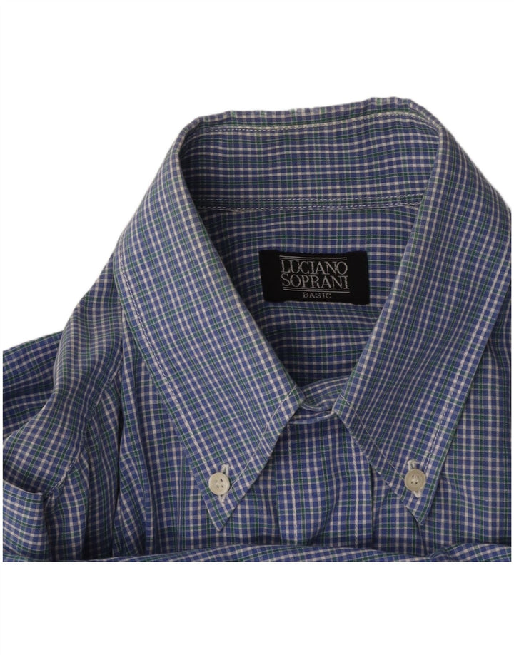LUCIANO SOPRANI Mens Shirt Large Blue Check